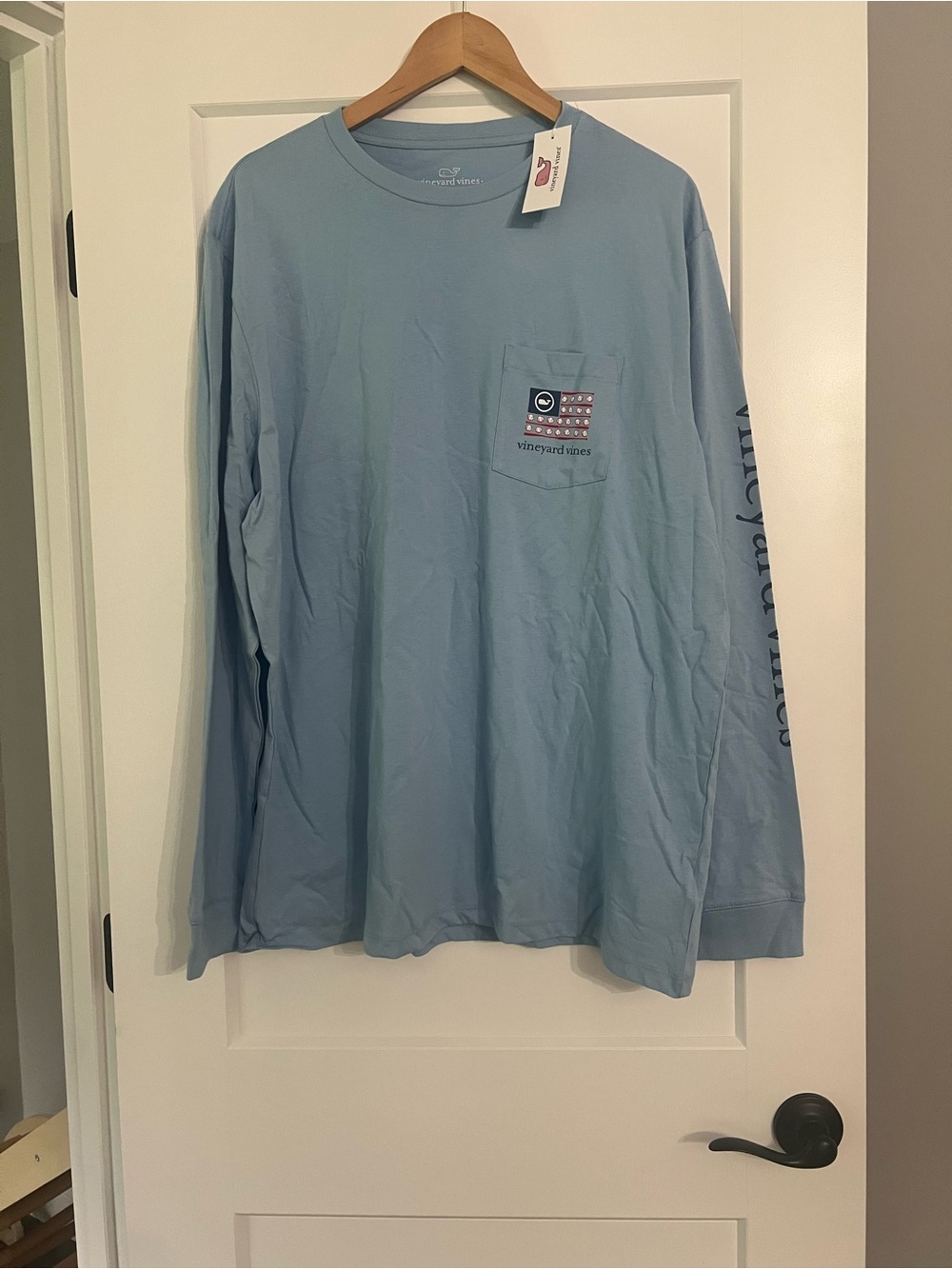 Vineyard Vines Powder Blue Long Sleeve Pocket Tee